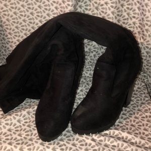 Over the knee suede boots